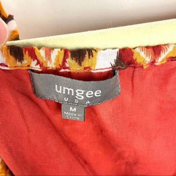 Umgee Bohemian Cold Shoulder Midi Dress Aztec Size Medium Tassel Hippie Boho M - Picture 7 of 7